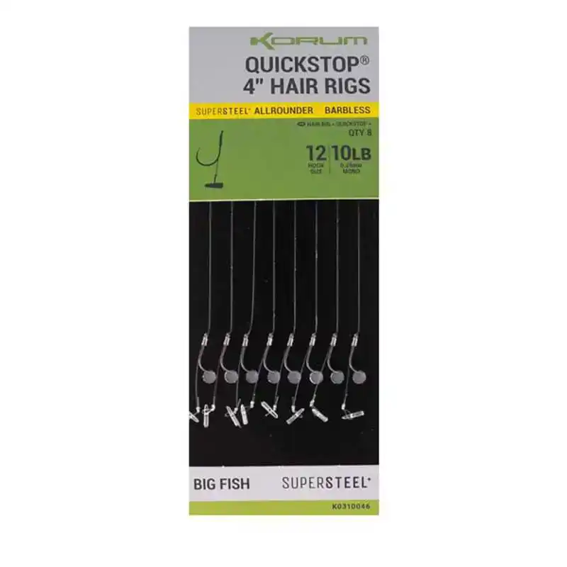 Quickstop Hair Rigs - Barbless - Haak: 10 - 0,28 mm - 15''