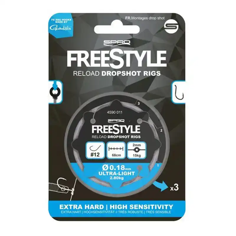 Freestyle Reload Dropshot Rigs - Haak: 12 - 0,18 mm - 68 cm
