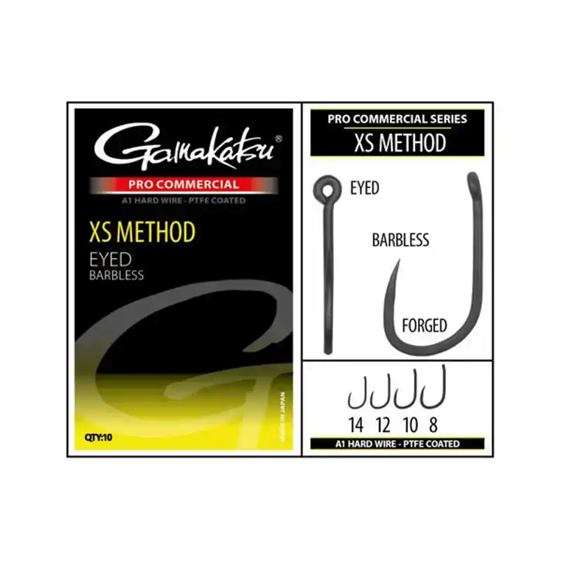Pro Commercial XS Method Eyed A1 Hooks - Barbless - Haak: 10