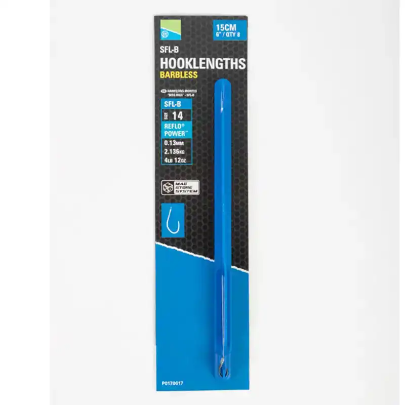 SFL-B Hooklengths - Barbless - Haak: 14 - 0,13 mm