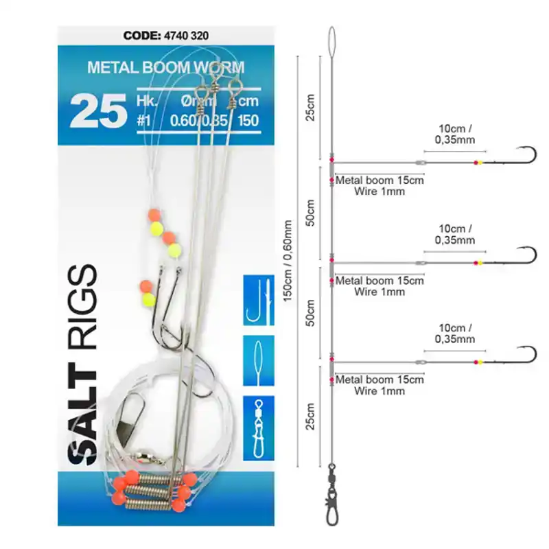 Metal Boom Worm - Salt Rig 25 - Haak: 6