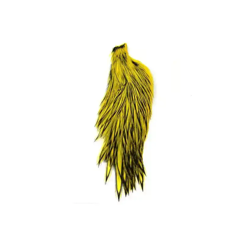 American Hackle XL 1/2 Cape - Black Laced White Dyed Yellow