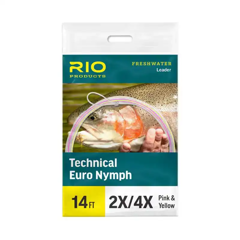 Technical Euro Nymph Leader - 2X/4X - Pink & Yellow 14 ft - 