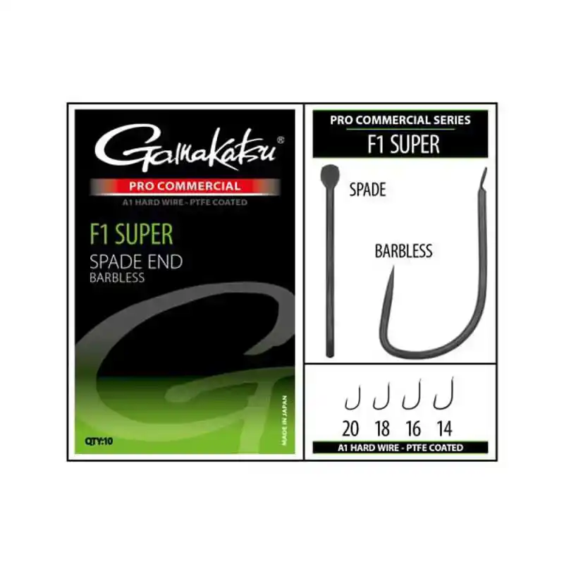 Pro Commercial F1 Super Spade A1 Hooks - Barbless - Haak: 14