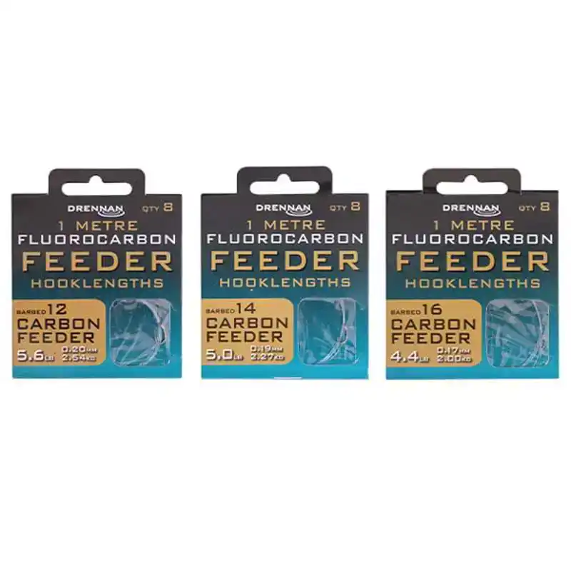 Fluorocarbon Carbon Feeder Hooklengths - Haak: 12 - 0,20 mm