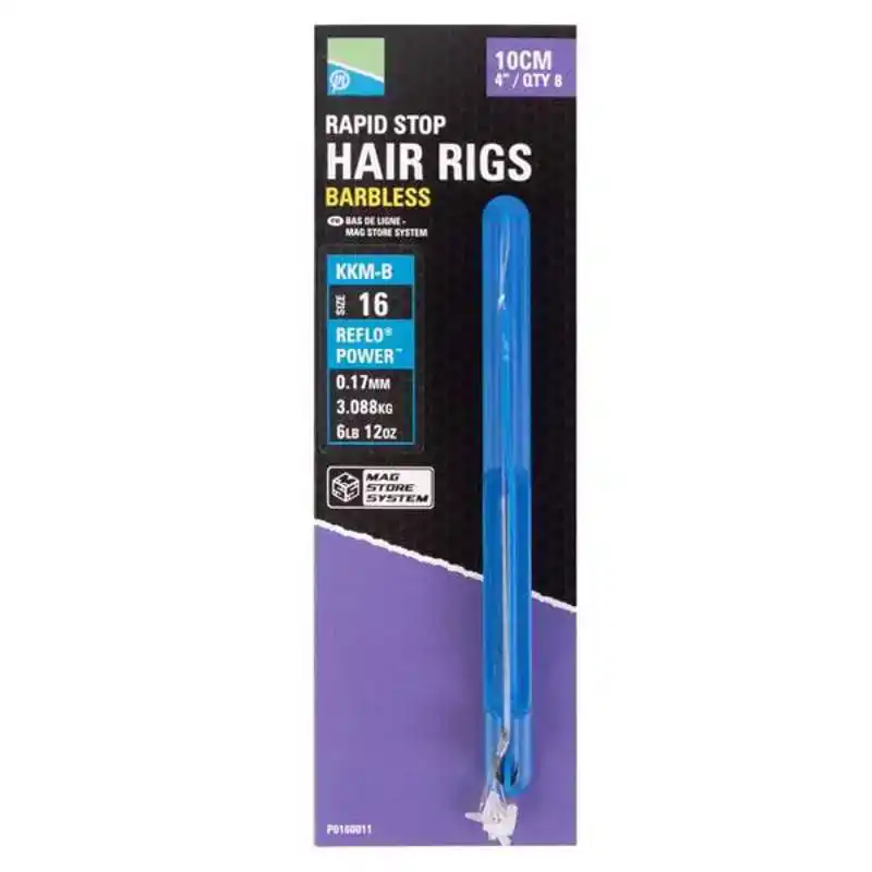 KKM-B Rapid Stop Hair Rigs - Barbless - Haak: 12 - 0,19 mm -