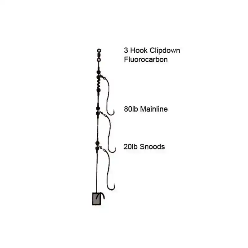 3 Hook Clipdown Fluorocarbon Rig - Haak: 2