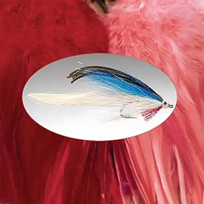 Strung Rooster Saddles Long - Fl. Pink/White