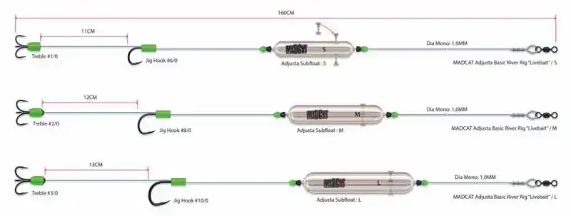 Adjusta Basic River Rig - Livebait - Maat: L