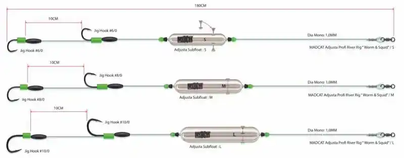 Adjusta Profi River Rig - Worm & Squid - Maat: L