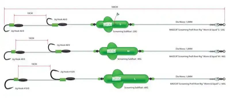 Screamin Profi River Rig - Worm & Squid - Maat: L