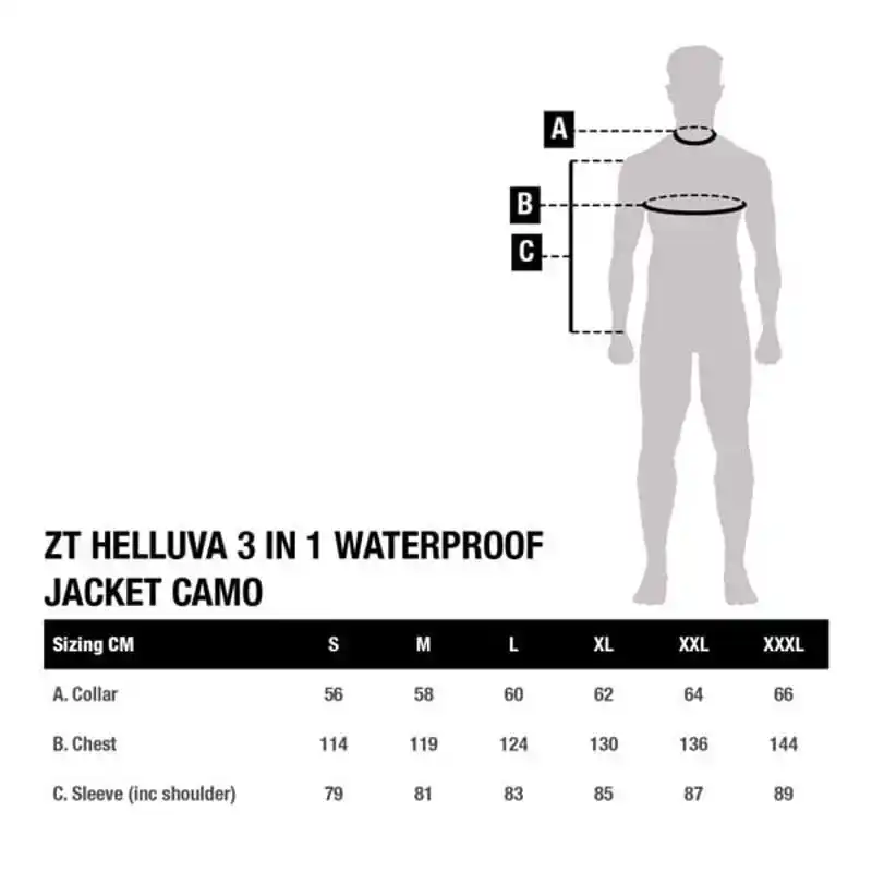 ZT Helluva 3 in 1 Waterproof Jacket Camo - Maat: L